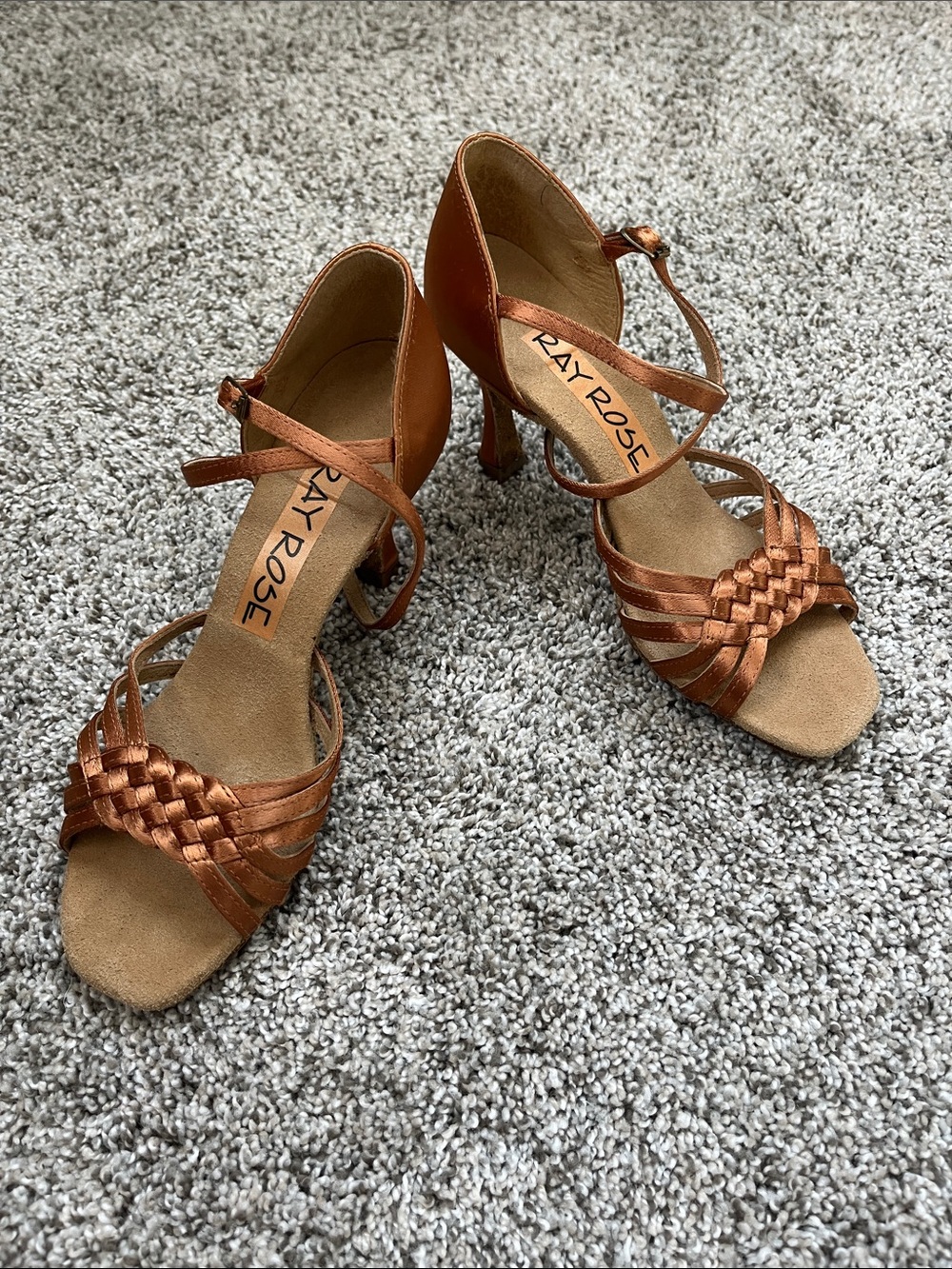 Ray Rose Copper Satin Latin/Ballroom Dance Shoes with Carry Bag